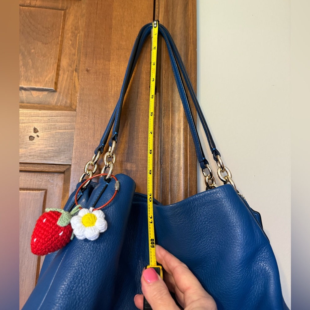 Coach Blue Pebbled Leather Shoulder Bag - Picture 9 of 12